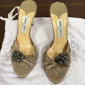 Jimmy Choo Bronze/Gold Fan Design with Metal Berries